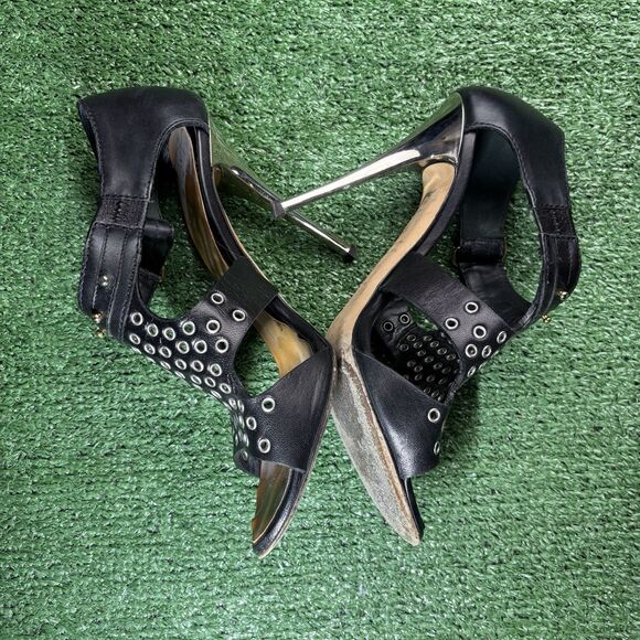 Giuseppe Zanotti Black Studs Peep Toe Slingback Platform High Heels 38.5 - Picture 4 of 9